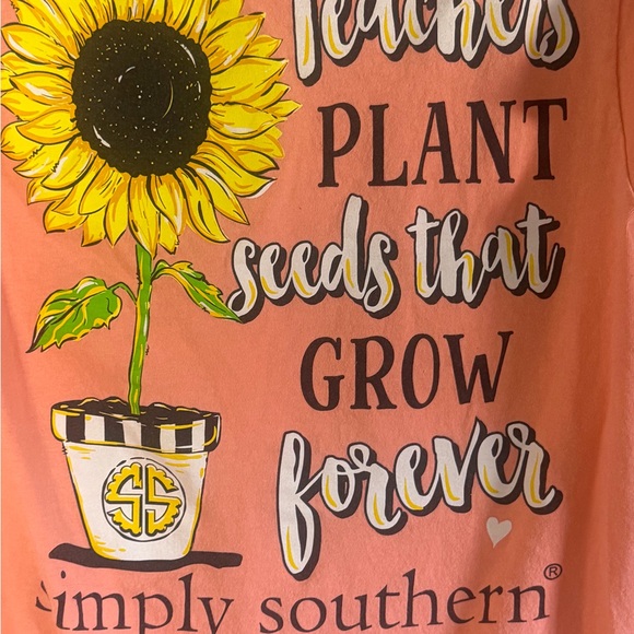 Simply Southern Teacher Sunflower Teachers Plant Seeds Tee size small - Picture 7 of 8